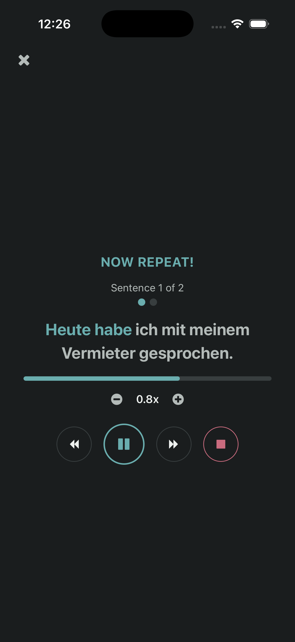 Shadow exercise - repeat German sentences out loud