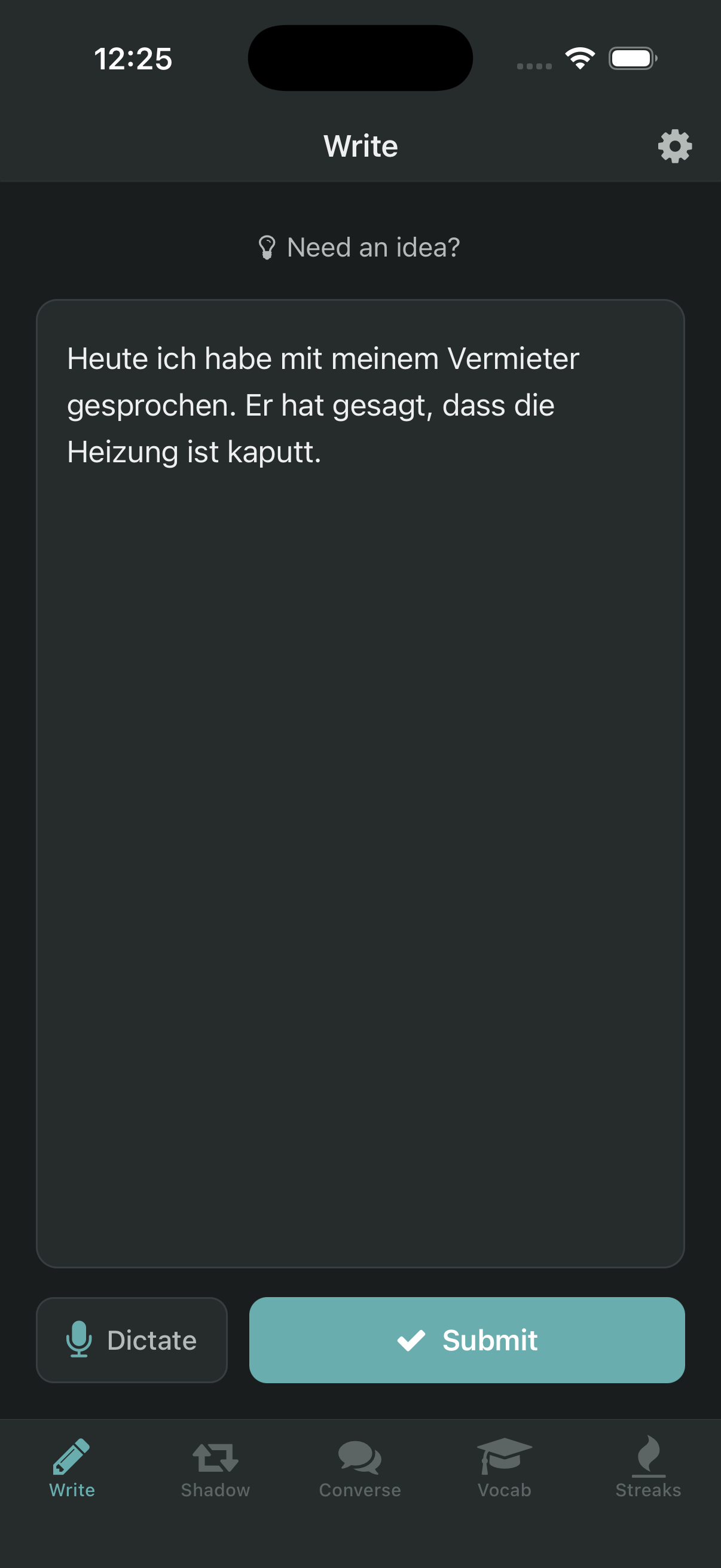 Writing a diary entry in German